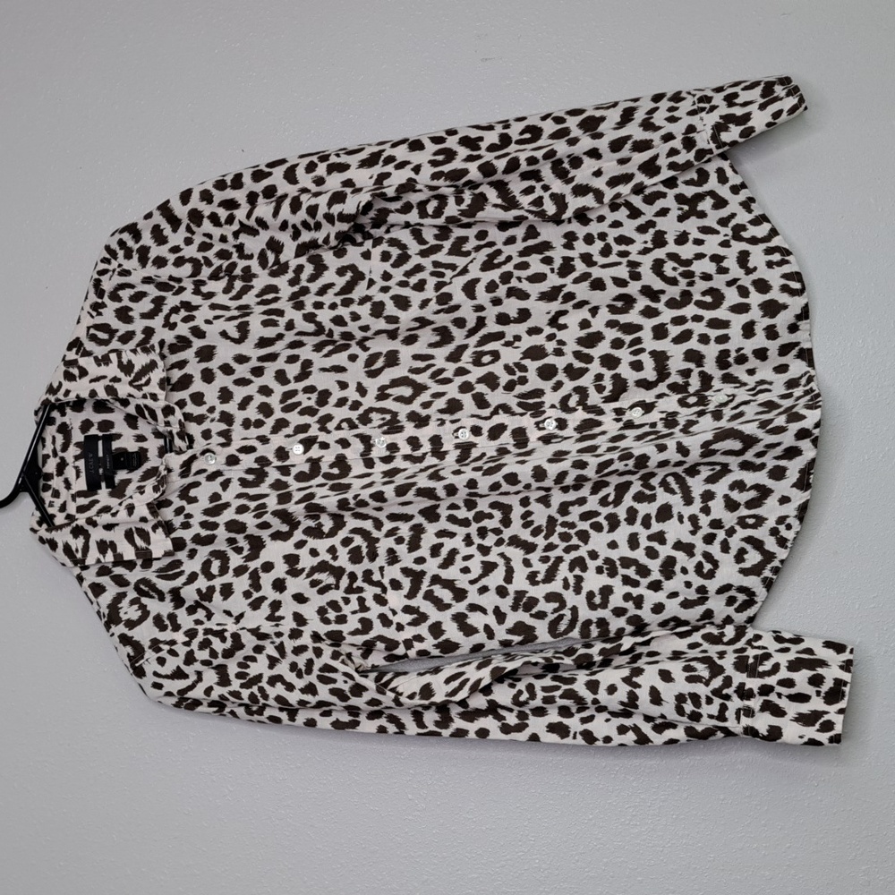 J. Crew Leopard Print Button Down Shirt - Black and White - Picture 2 of 16